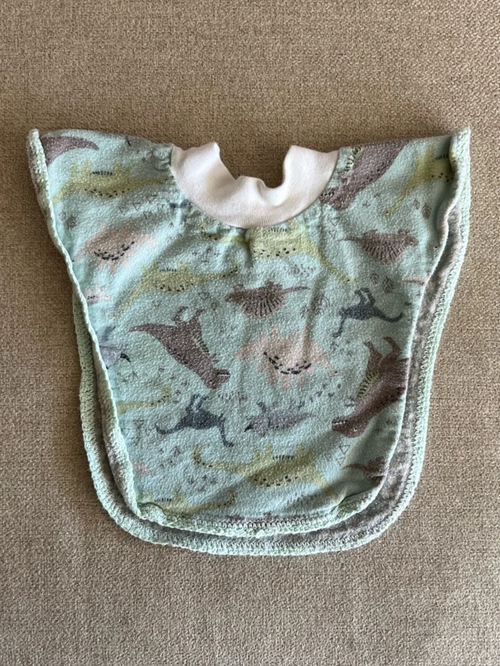 Dinosaur Print Slip-On Baby Bib Soft Terry Cloth Feeding Bib Green Dino Drool